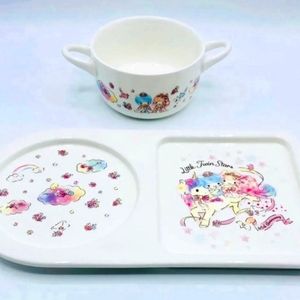NIB Sanrio Little Twin Stars 45th Anniversary Plate & Bowl Set